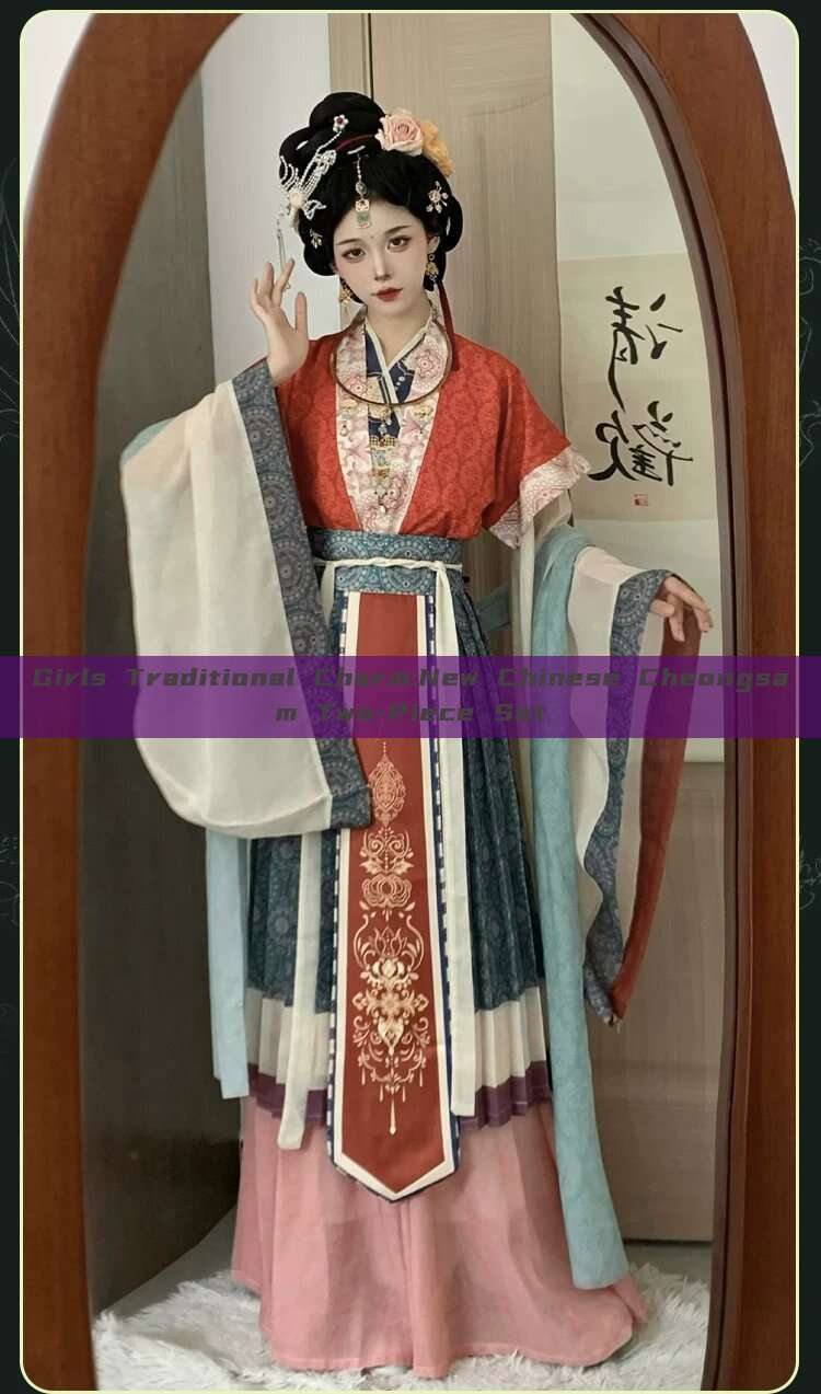 Girls Traditional Charm:New Chinese Cheongsam Two-Piece Set Girls Traditional Charm:New Chinese Cheongsam Two-Piece Set