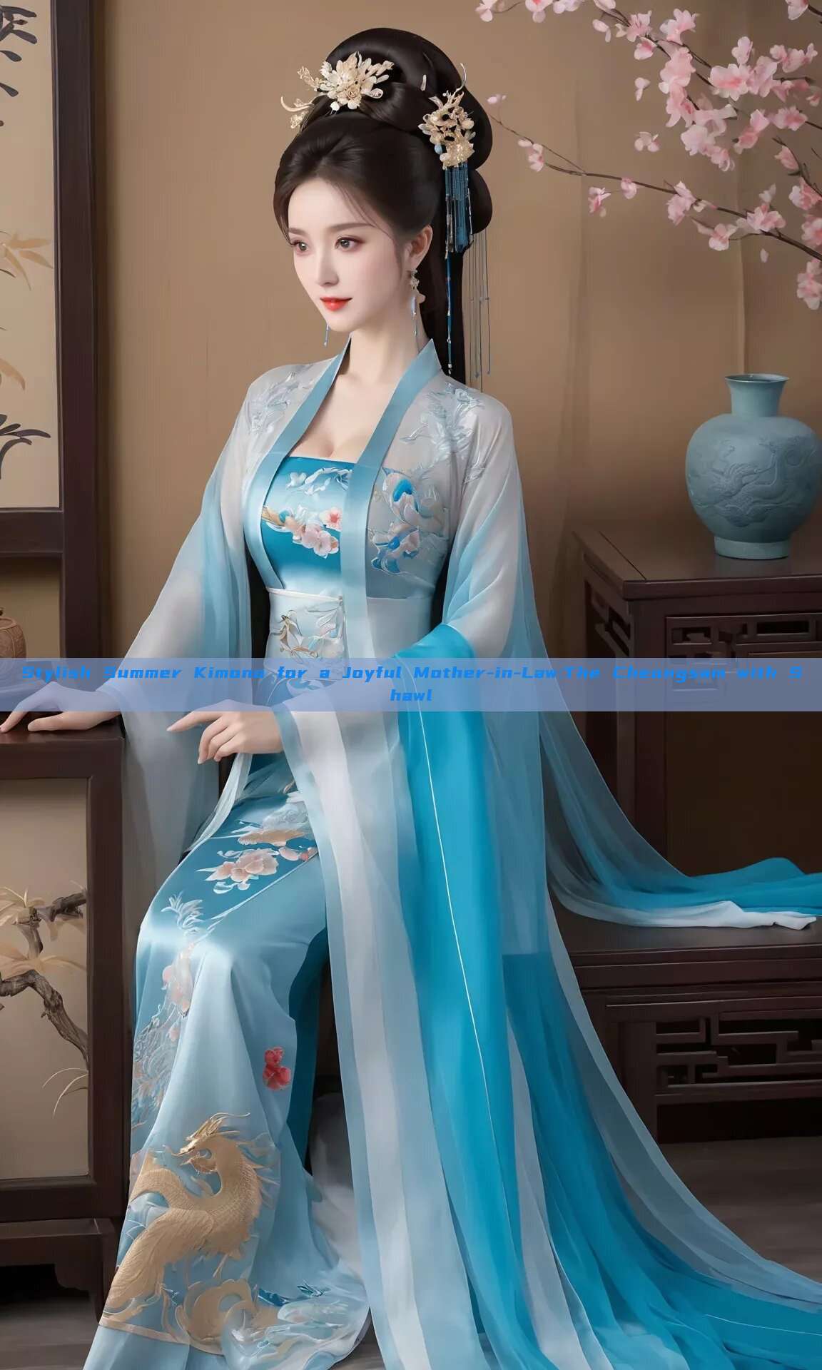 Stylish Summer Kimono for a Joyful Mother-in-Law:The Cheongsam with Shawl Stylish Summer Kimono for a Joyful Mother-in-Law:The Cheongsam with Shawl