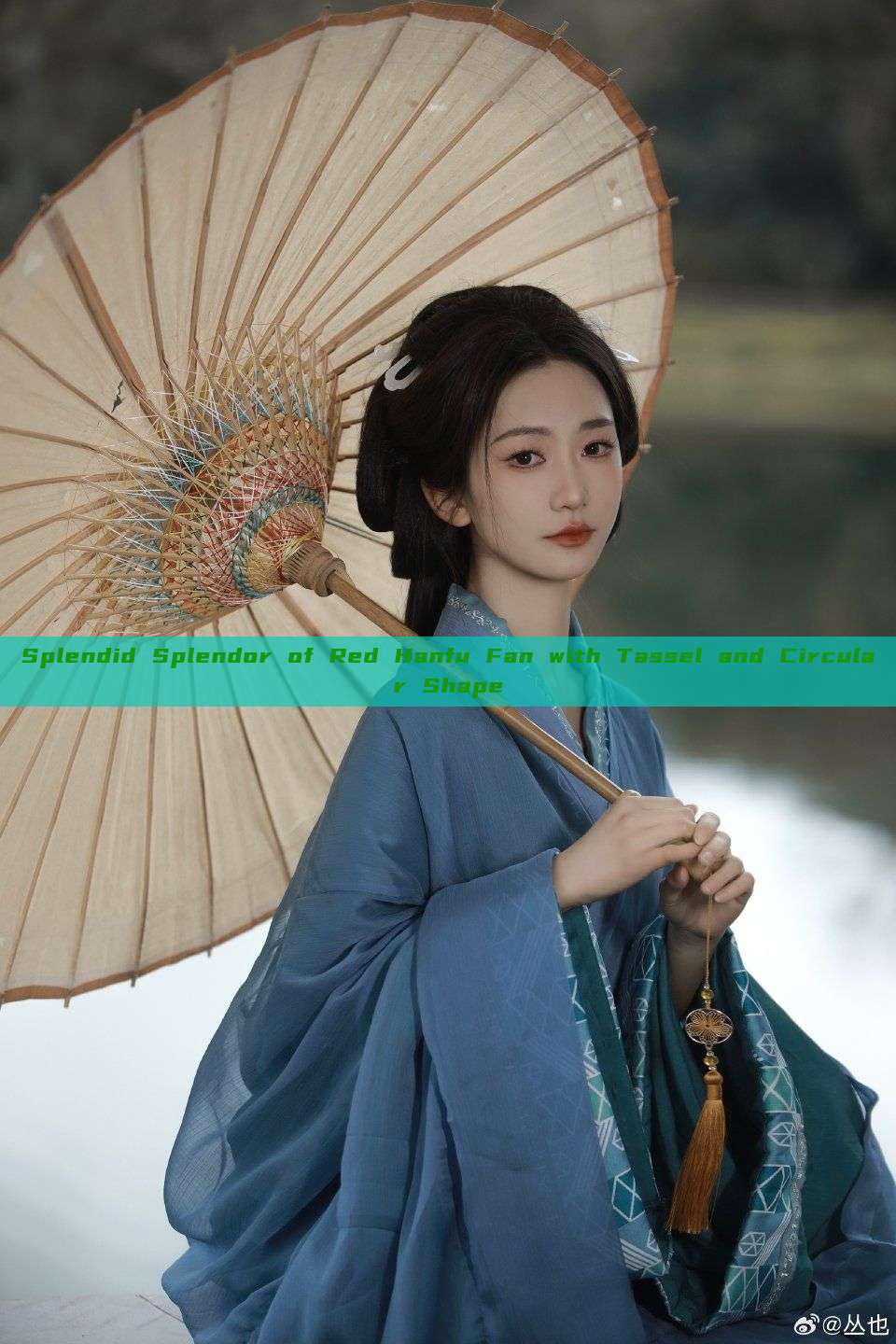 Splendid Splendor of Red Hanfu Fan with Tassel and Circular Shape Splendid Splendor of Red Hanfu Fan with Tassel and Circular Shape