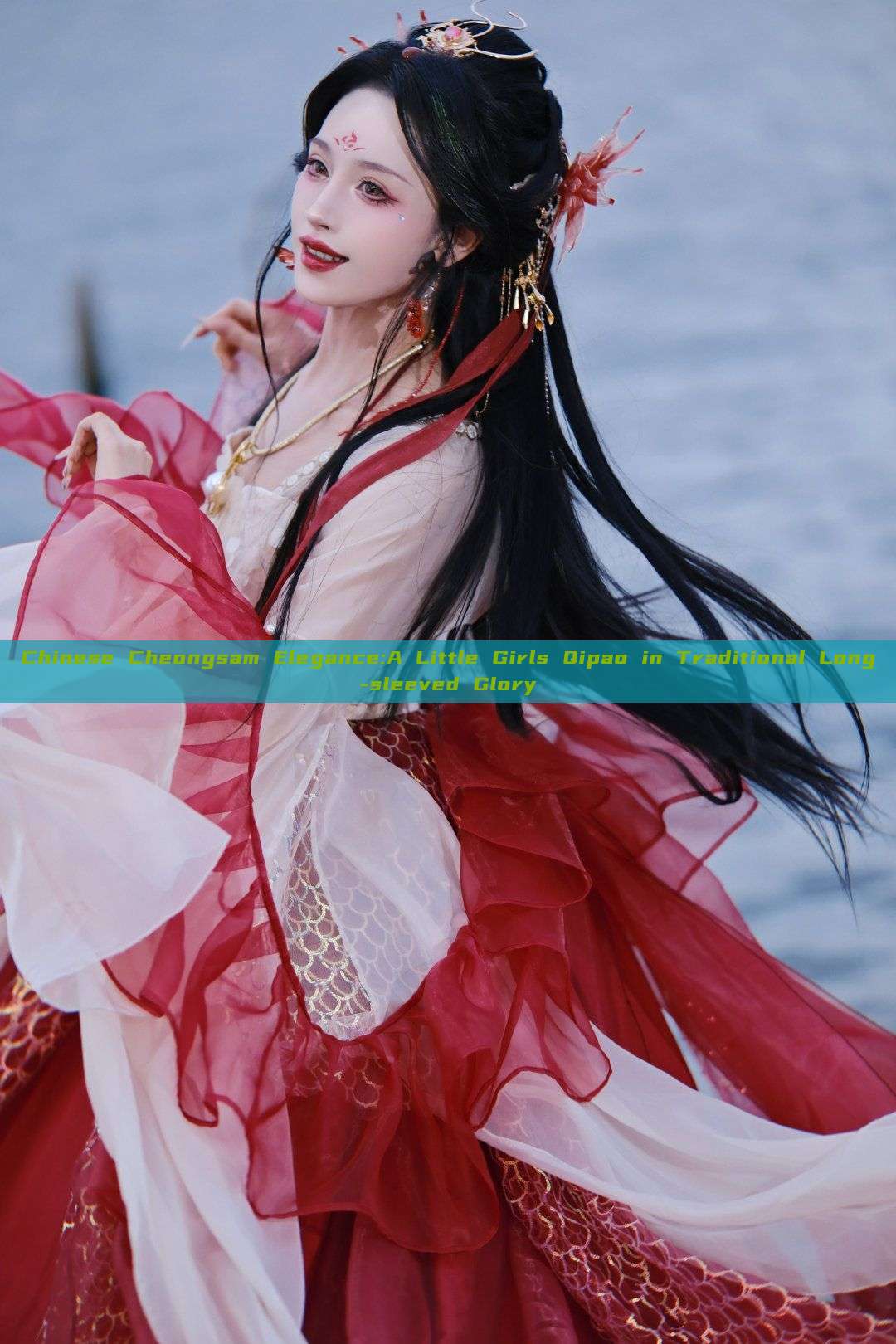 Chinese Cheongsam Elegance:A Little Girls Qipao in Traditional Long-sleeved Glory Chinese Cheongsam Elegance:A Little Girls Qipao in Traditional Long-sleeved Glory