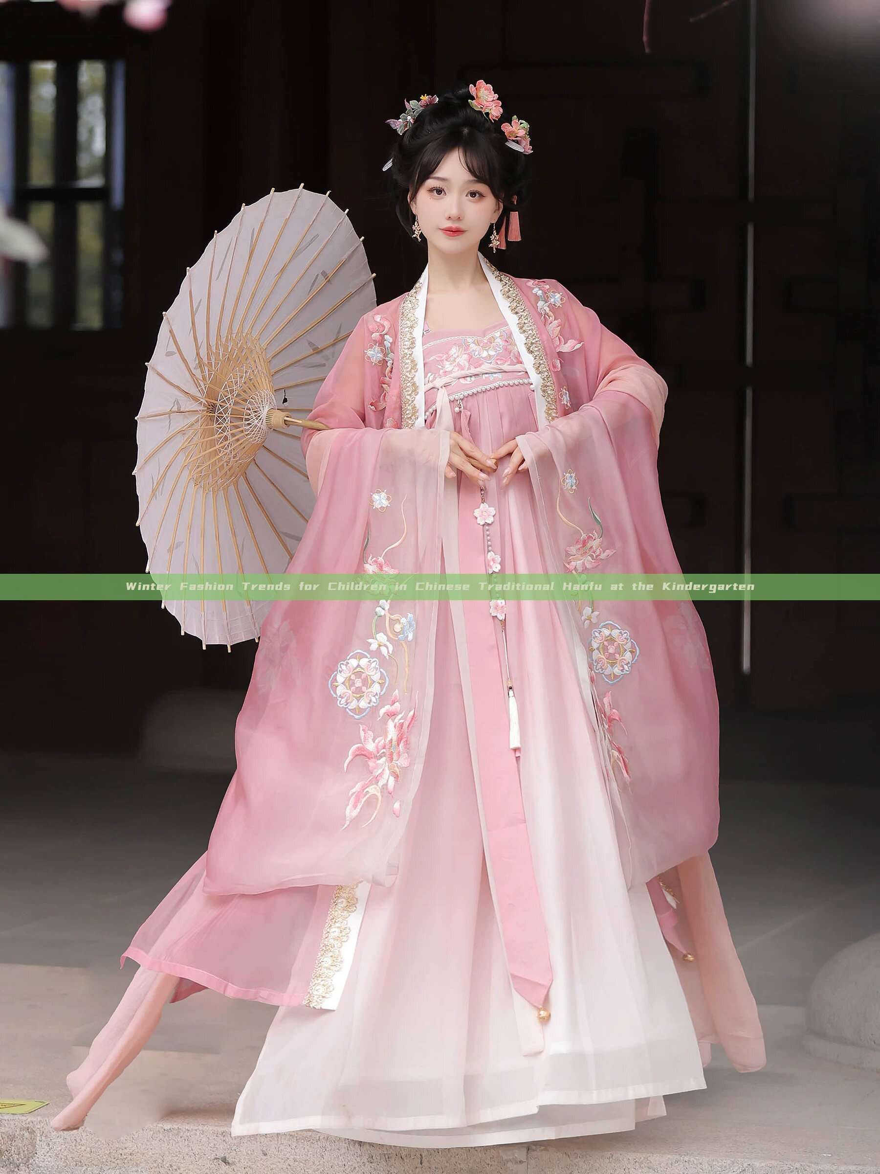 Winter Fashion Trends for Children in Chinese Traditional Hanfu at the Kindergarten